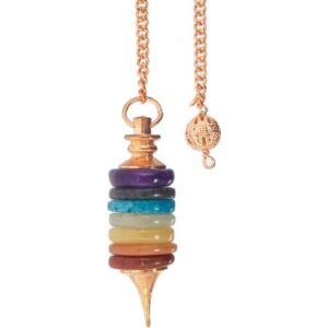 Metal Pendulum with 7 Chakra Rings Copper