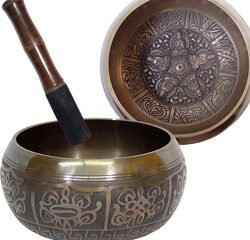 Embossed Singing Bowl Medium 5 Dhyani Buddhas