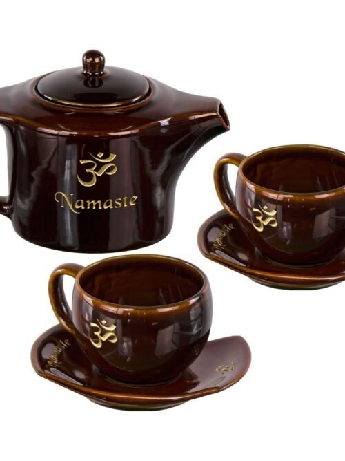 Ceramic tea set namaste brown
